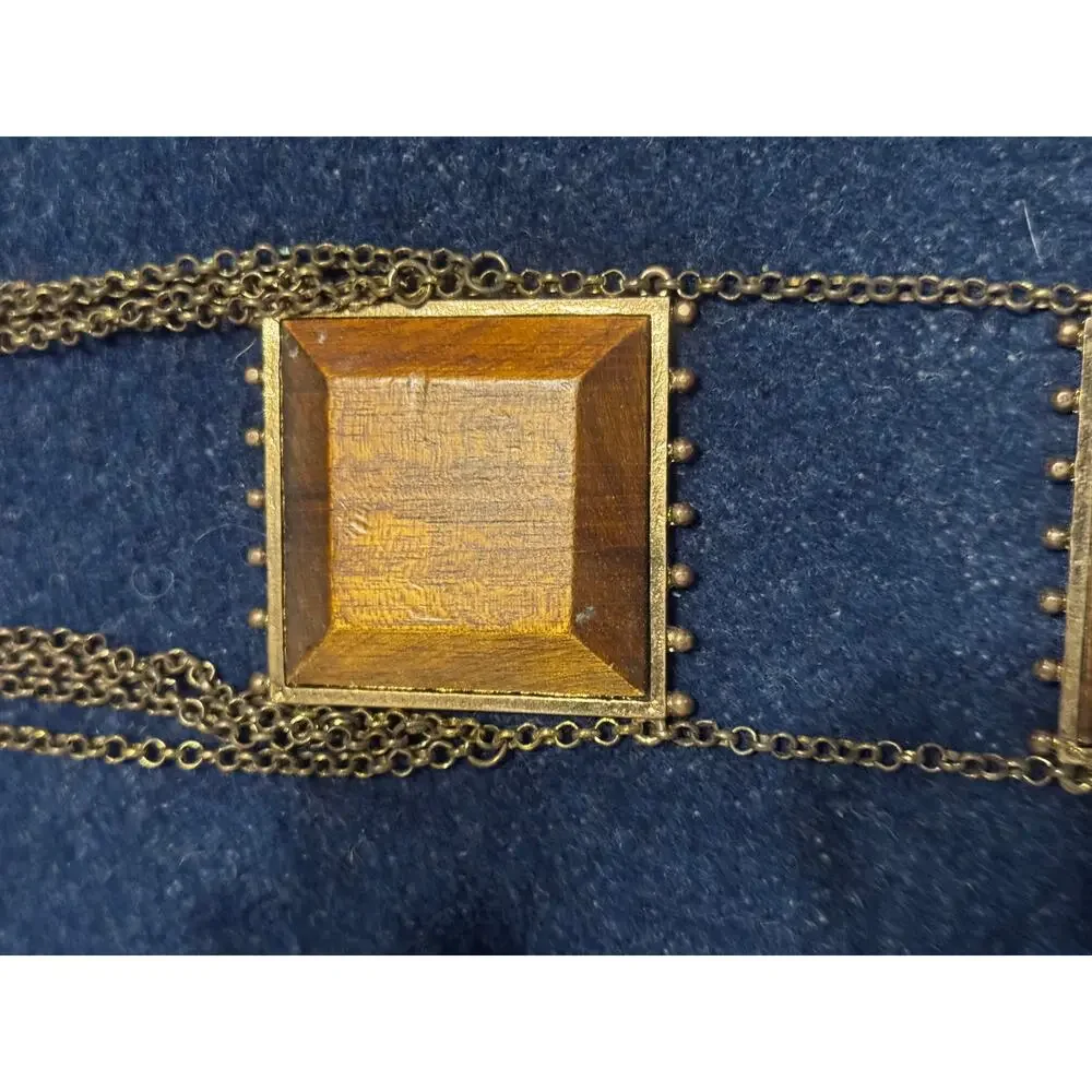 Vintage Wooden 27in Art Deco Statement Necklace